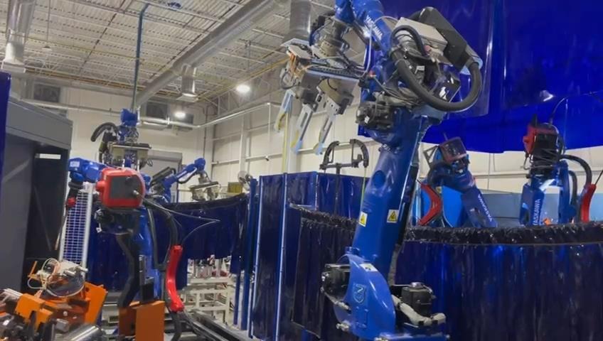 Celda robotizada representativa de una línea de producción